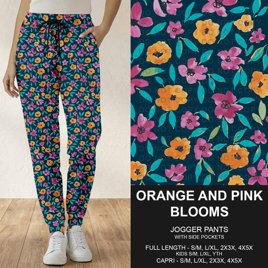 B294 - Preorder Orange and Pink Blooms Joggers (Closes 6/07. ETA: early Aug.)