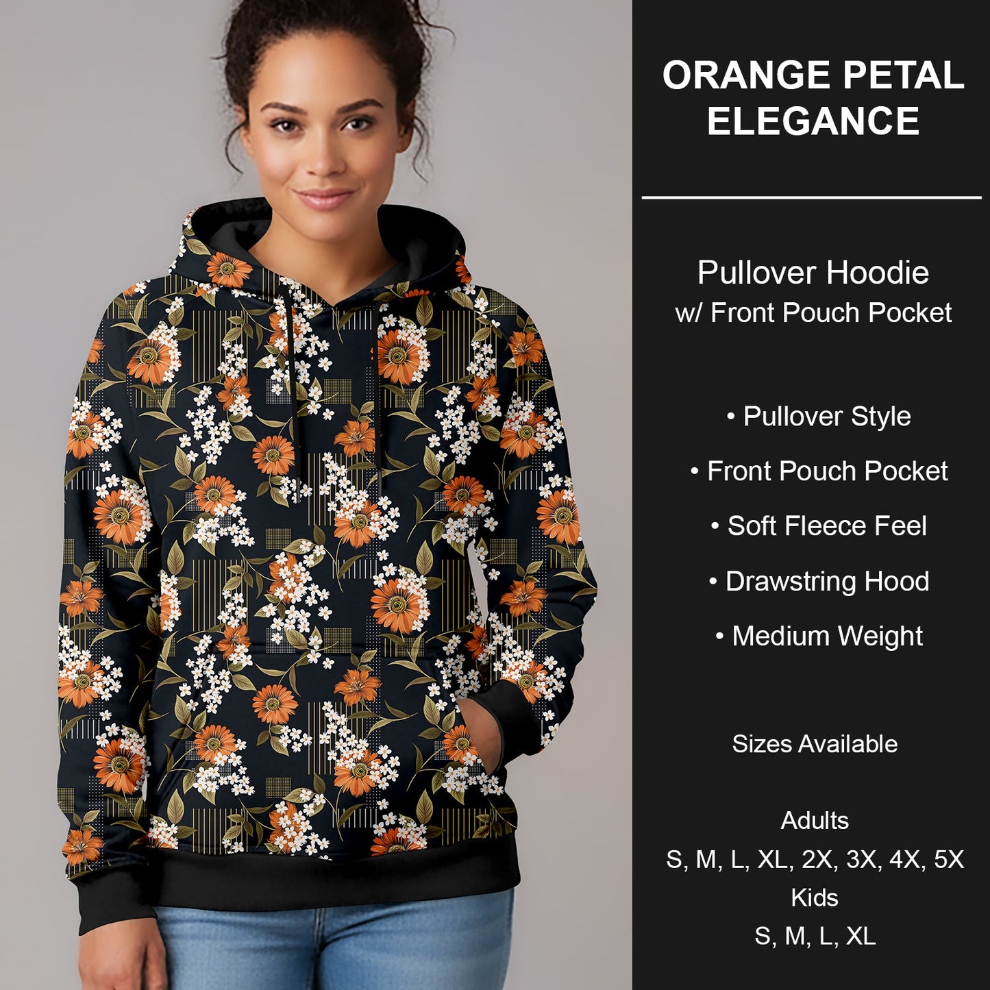 B266 - Preorder Orange Petal Elegance Pullover Hoodie (Closes 12/17. ETA late Feb.)