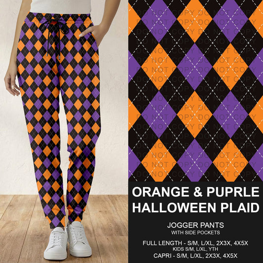 B307 - Preorder Orange and Purple Halloween Plaid Joggers (Closes 8/02. ETA: early Oct.)