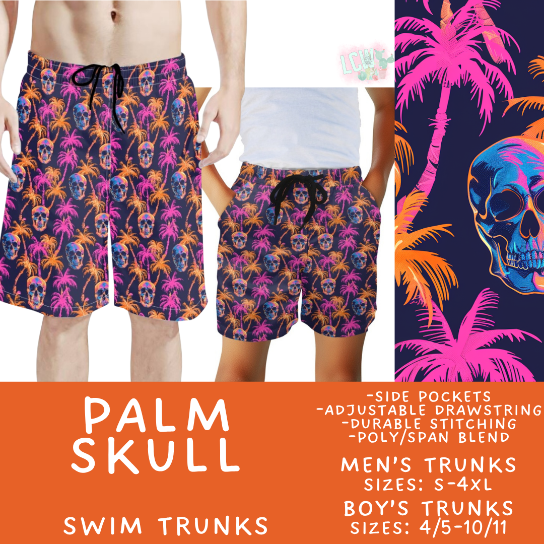 Batch #543 - Pool Party 2 - Closes 6/15 - ETA early/mid August - Palm Skull Boys' & Men's Swim Trunks