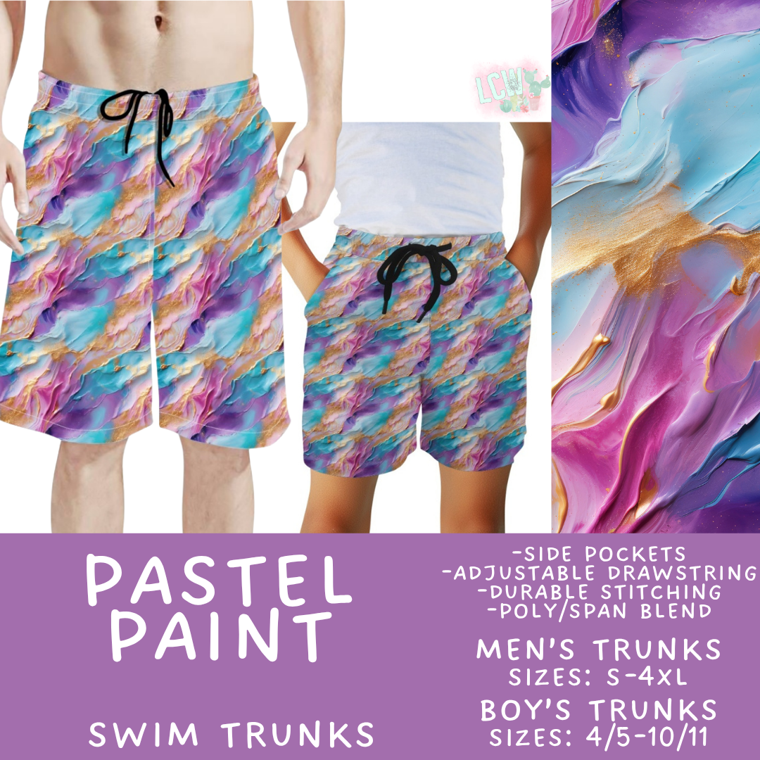 Batch #543 - Pool Party 2 - Closes 6/15 - ETA early/mid August - Pastel Paint Boys' & Men's Swim Trunks