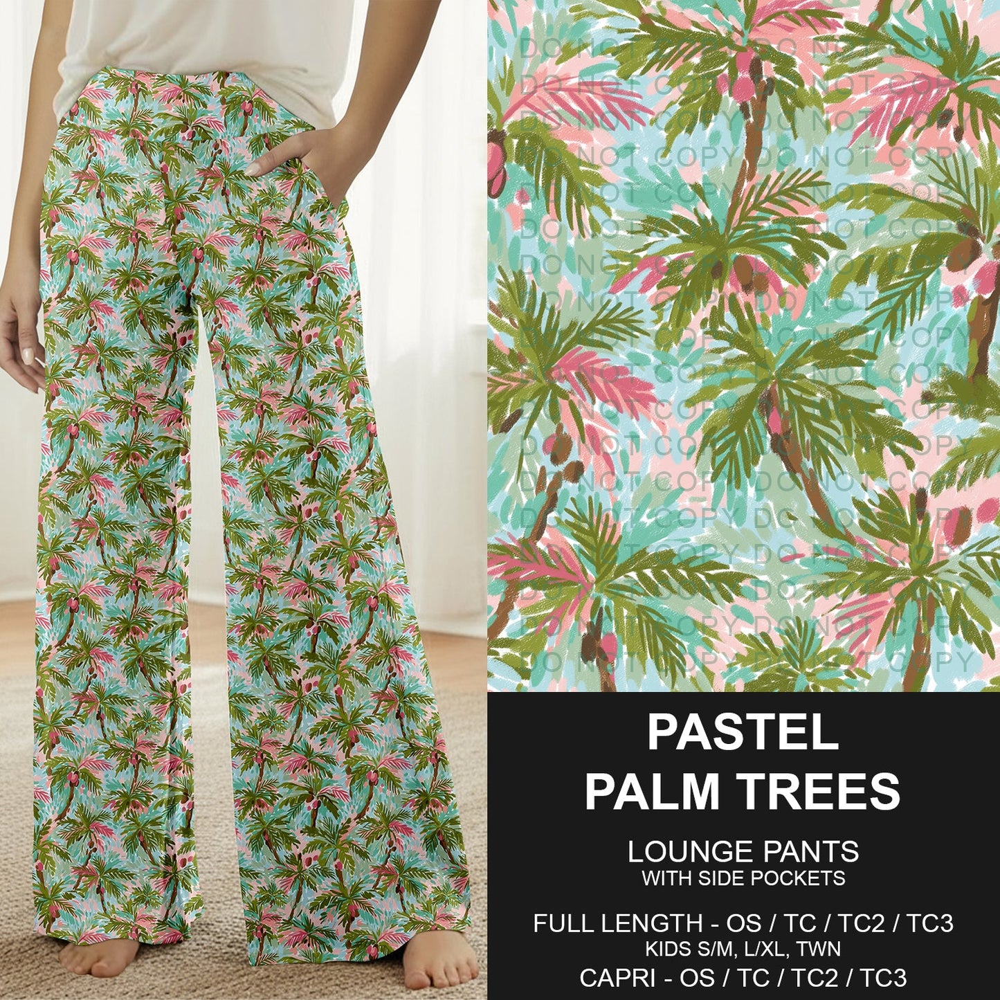 B282 - Preorder Pastel Palm Trees Lounge Pants (Closes 3/29. ETA: early June)
