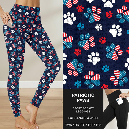 B284 - Preorder Patriotic Paws Sport Pocket Leggings (Closes 4/12. ETA: early June)
