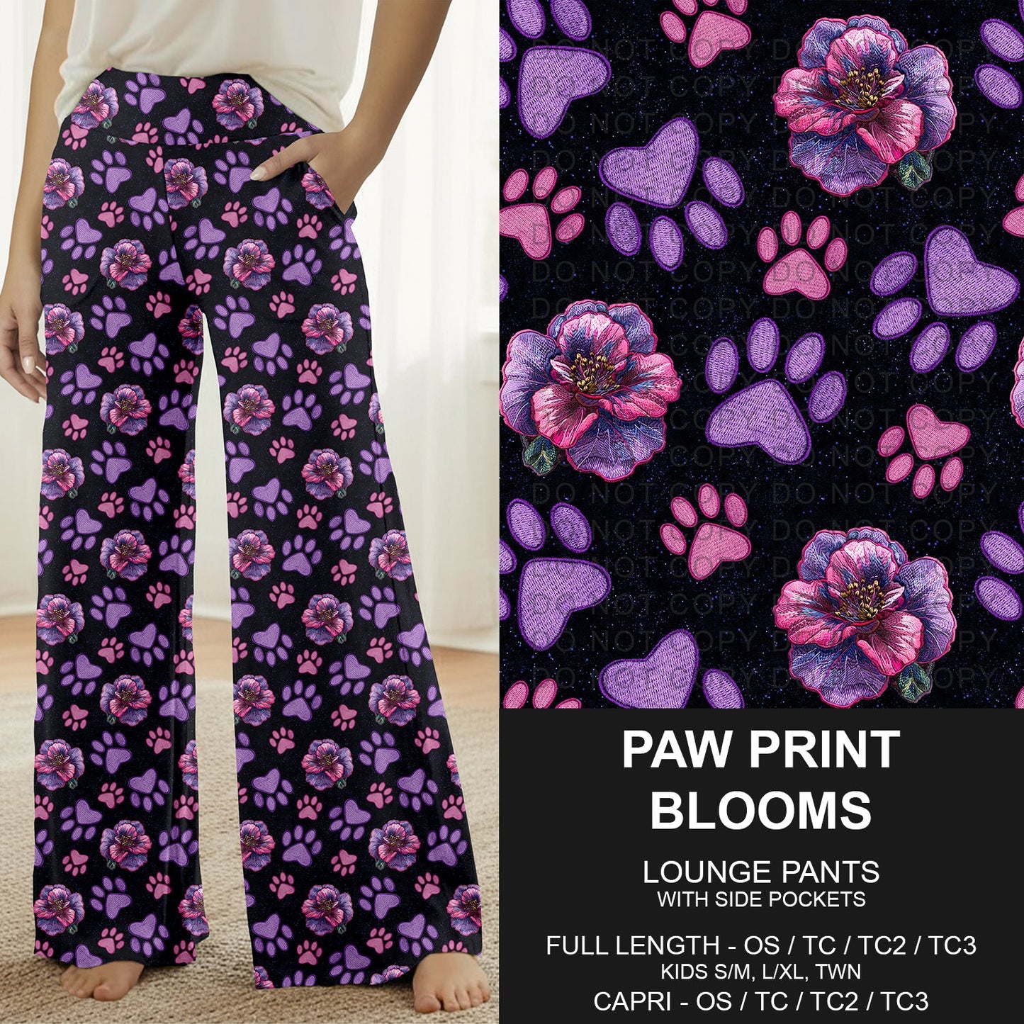 B309 - Preorder Paw Print Blooms Lounge Pants (Closes 8/23. ETA: late Oct.)
