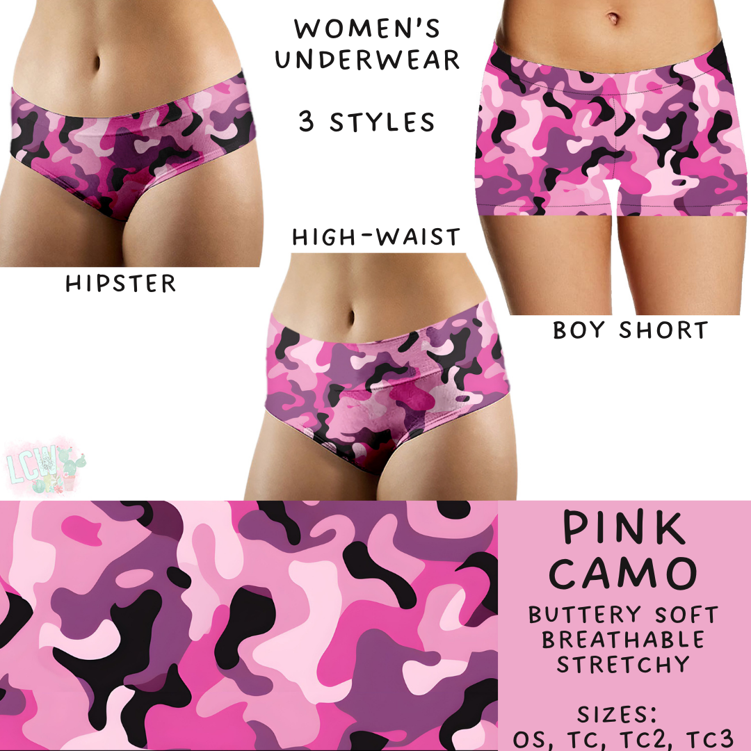 Batch #612 - Valentine's Matching Underwear - Closes 11/11 - ETA mid Jan - Pink Camo Women's Underwear