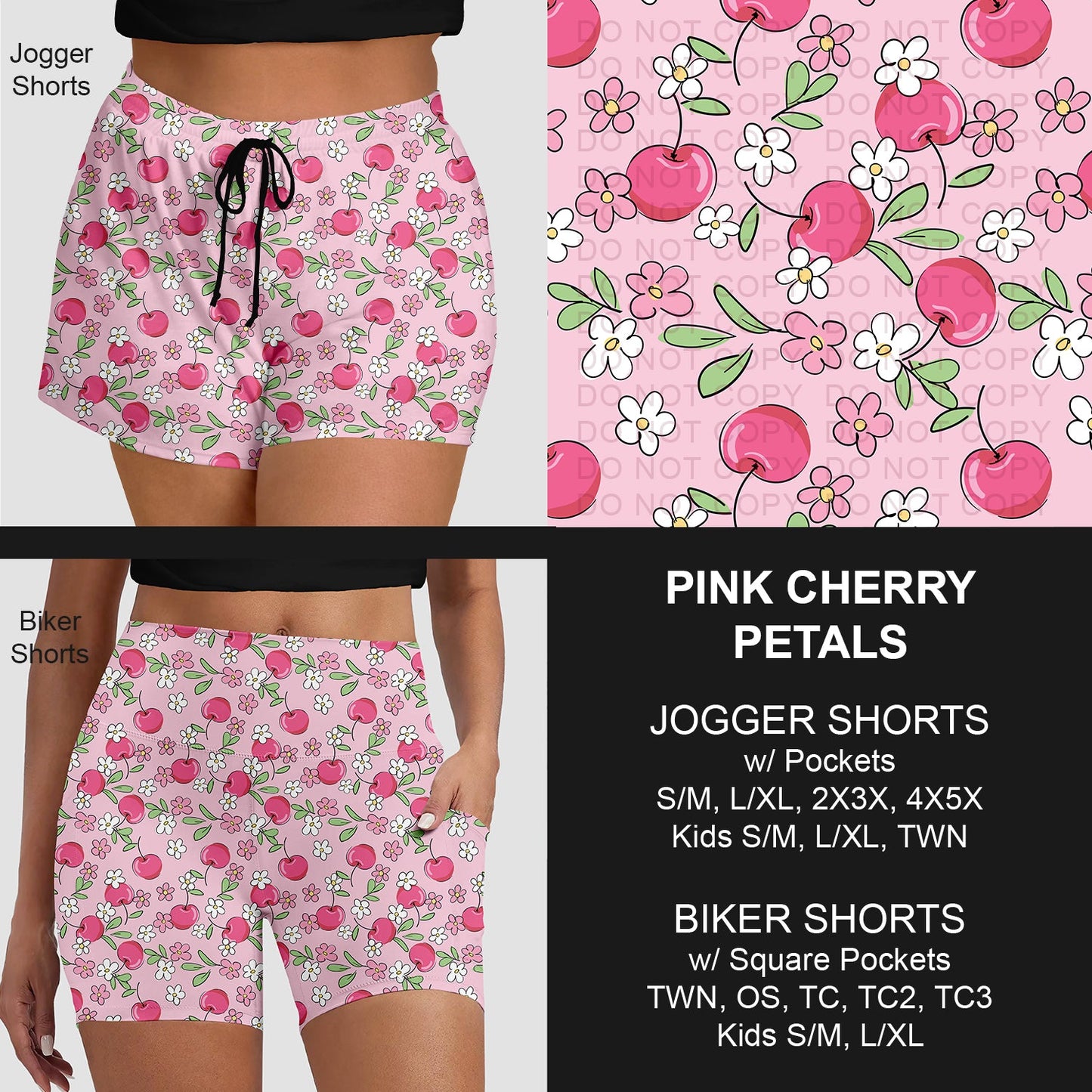 B281 - Preorder Pink Cherry Petals Jogger/Biker Shorts (Closes 3/25. ETA: early June)