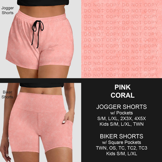 B280 - Preorder Pink Coral Jogger/Biker Shorts (Closes 3/22. ETA: late May)