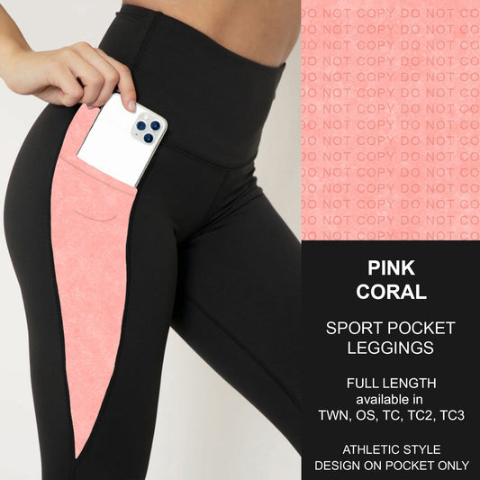 B280 - Preorder Pink Coral Sport Pocket Leggings (Closes 3/22. ETA: late May)