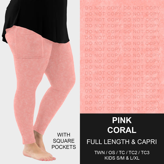 B280 - Preorder Pink Coral Leggings w/ Pockets (Closes 3/22. ETA: late May)