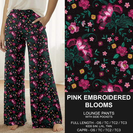 B277 - Preorder Pink Embroidered Blooms Lounge Pants (Closes 3/08. ETA: mid May)