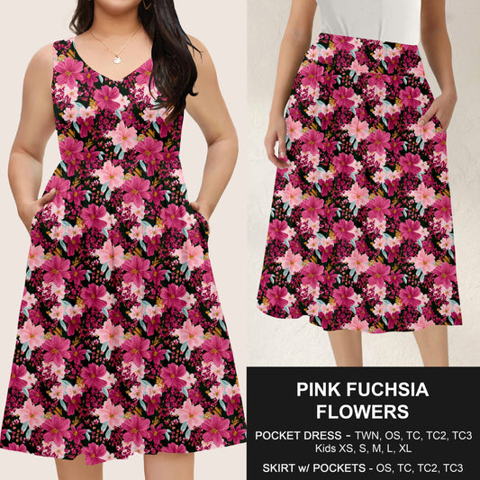 B285 - Preorder Pink Fuchsia Flowers Dress/Skirt with Pockets (Closes 4/15. ETA: mid June)