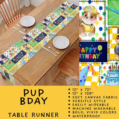 Batch #602 - Table Runners & Placemats - Closes 10/23 - ETA mid Dec - Pup Bday Table Runner