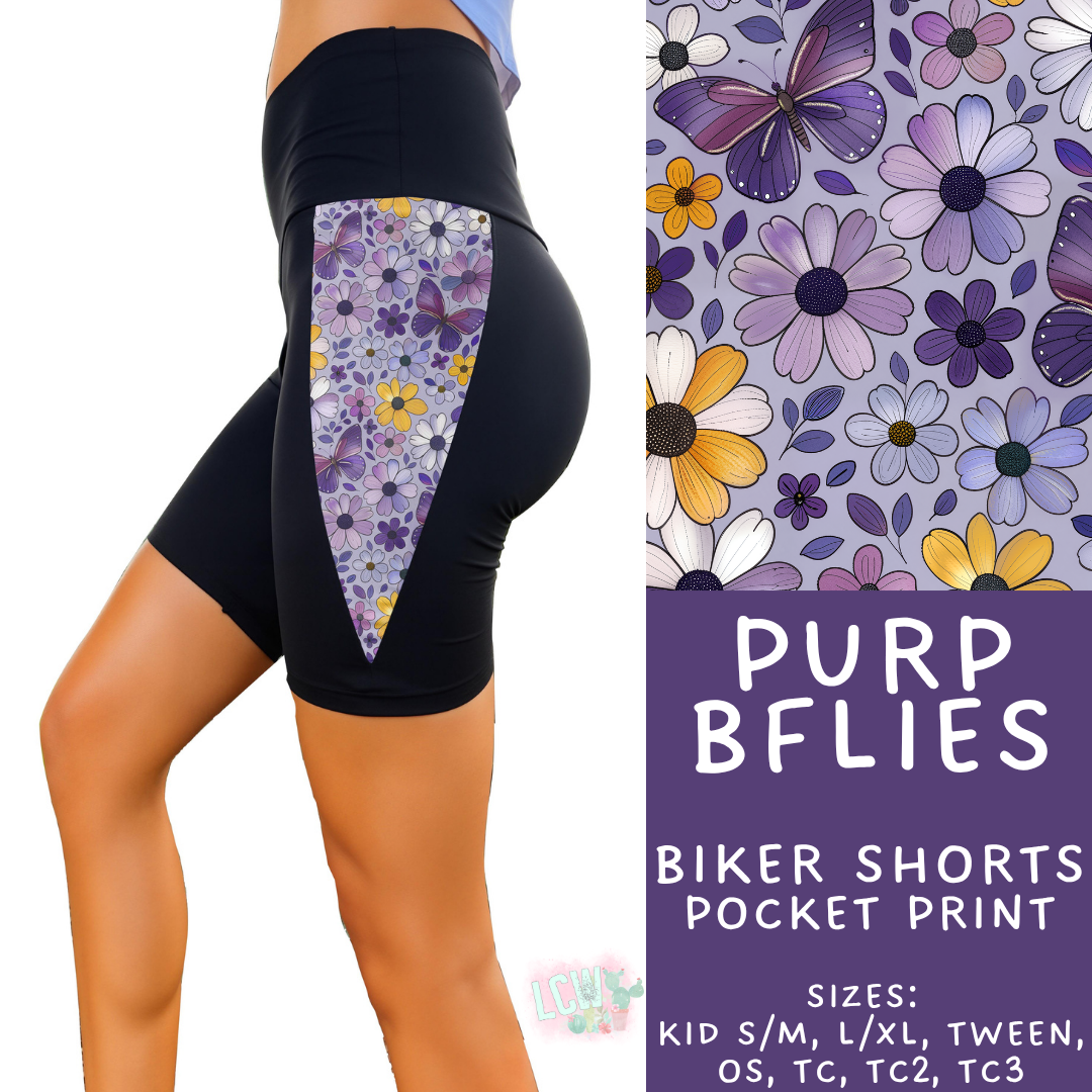 Batch #547 - Set in Style Collection - Closes 6/24 - ETA late August - Purp BFlies Pocket Print Biker Short