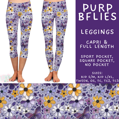 Batch #550 - Fun Run 24 - Closes 7/1 - ETA early Sept - Purp BFlies Full and Capri Length Leggings