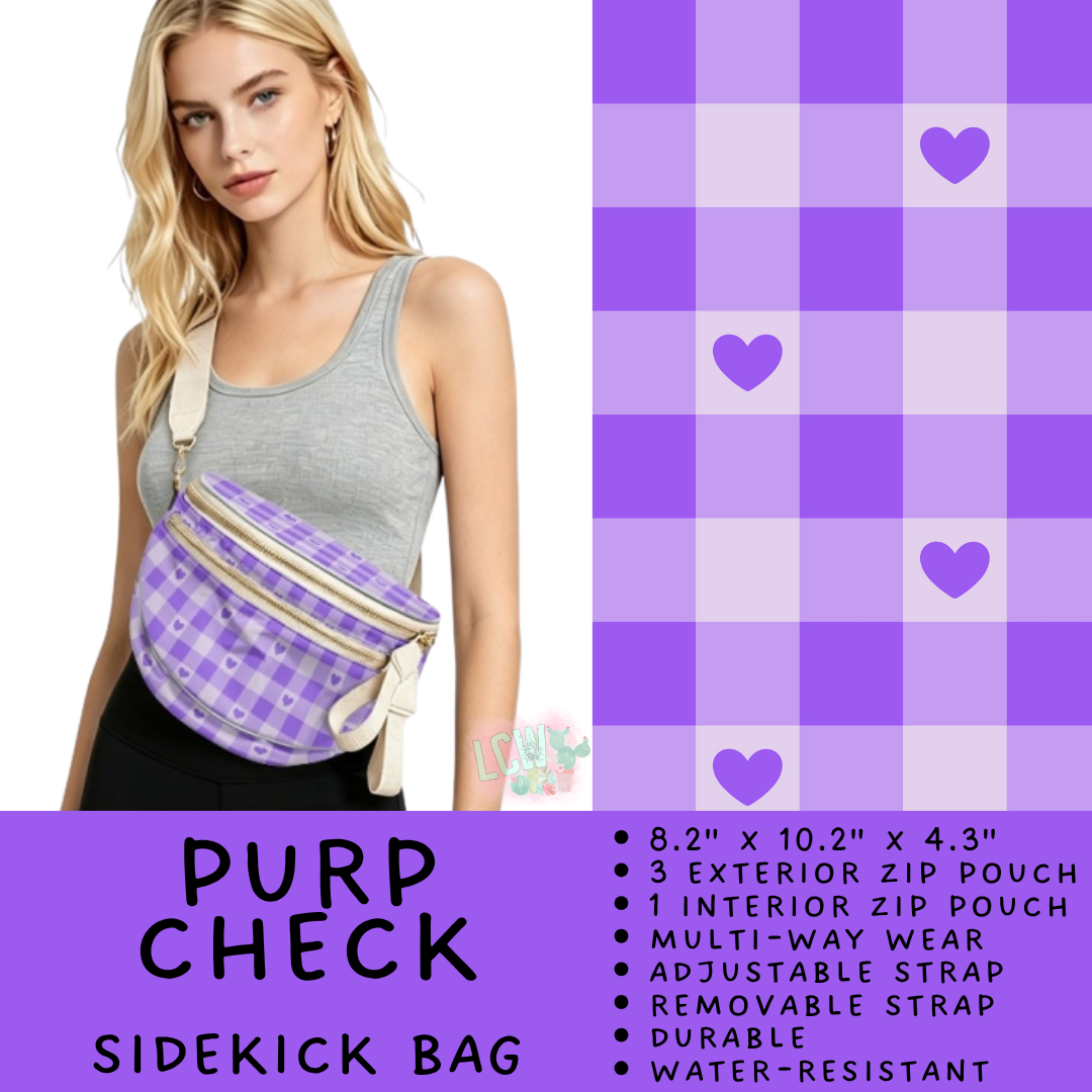 Batch #604 - Sidekick Bag 3 - Closes 10/26 - ETA mid/late Dec - Purp Check Sidekick Bag