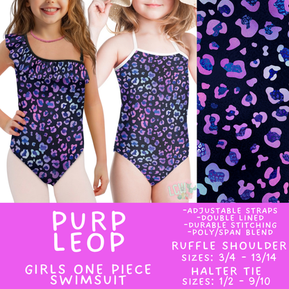 Batch #543 - Pool Party 2 - Closes 6/15 - ETA early/mid August - Purp Leop Girl's Swimsuit