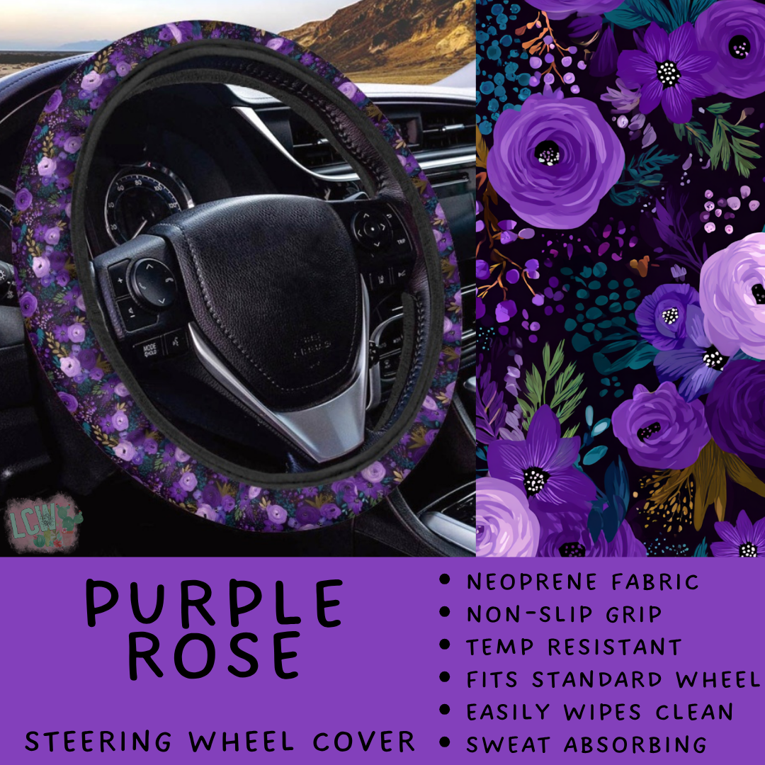 Batch #554 - Car Accessories 3 - Closes 7/10 - ETA early/mid Sept - Purple Rose Steering Wheel Cover