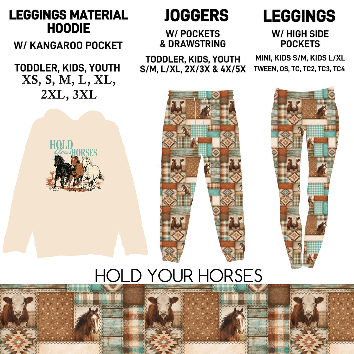 302BT - Hold Your Horses Leggings Material Hoodie/Leggings/Full Joggers - Preorder Due 10/25 ETA: Late Dec