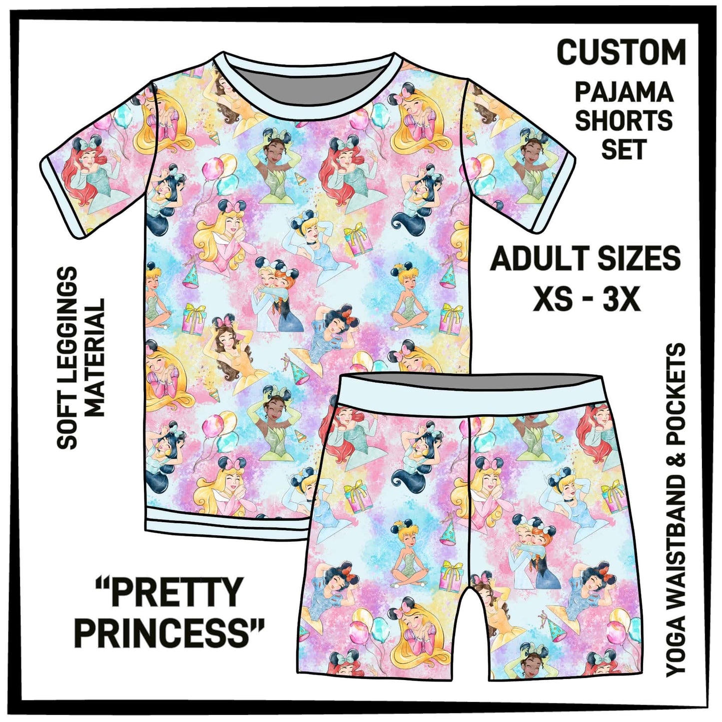 PS1S - Pretty Princess Pajamas Top & Shorts Set - Preorder Closing 7/1 ETA: Late Aug
