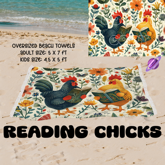 Reading Chicks -OVERSIZED BEACH TOWEL 6-PREORDER CLOSING 3/20
