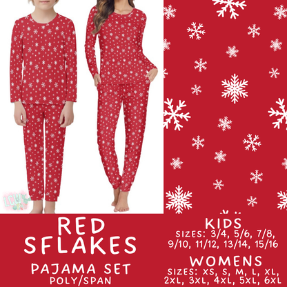 Batch #584 - Christmas Family Pajamas - Closes 9/11 - ETA mid Nov - Red SFlakes Womens & Kids Pajama Set