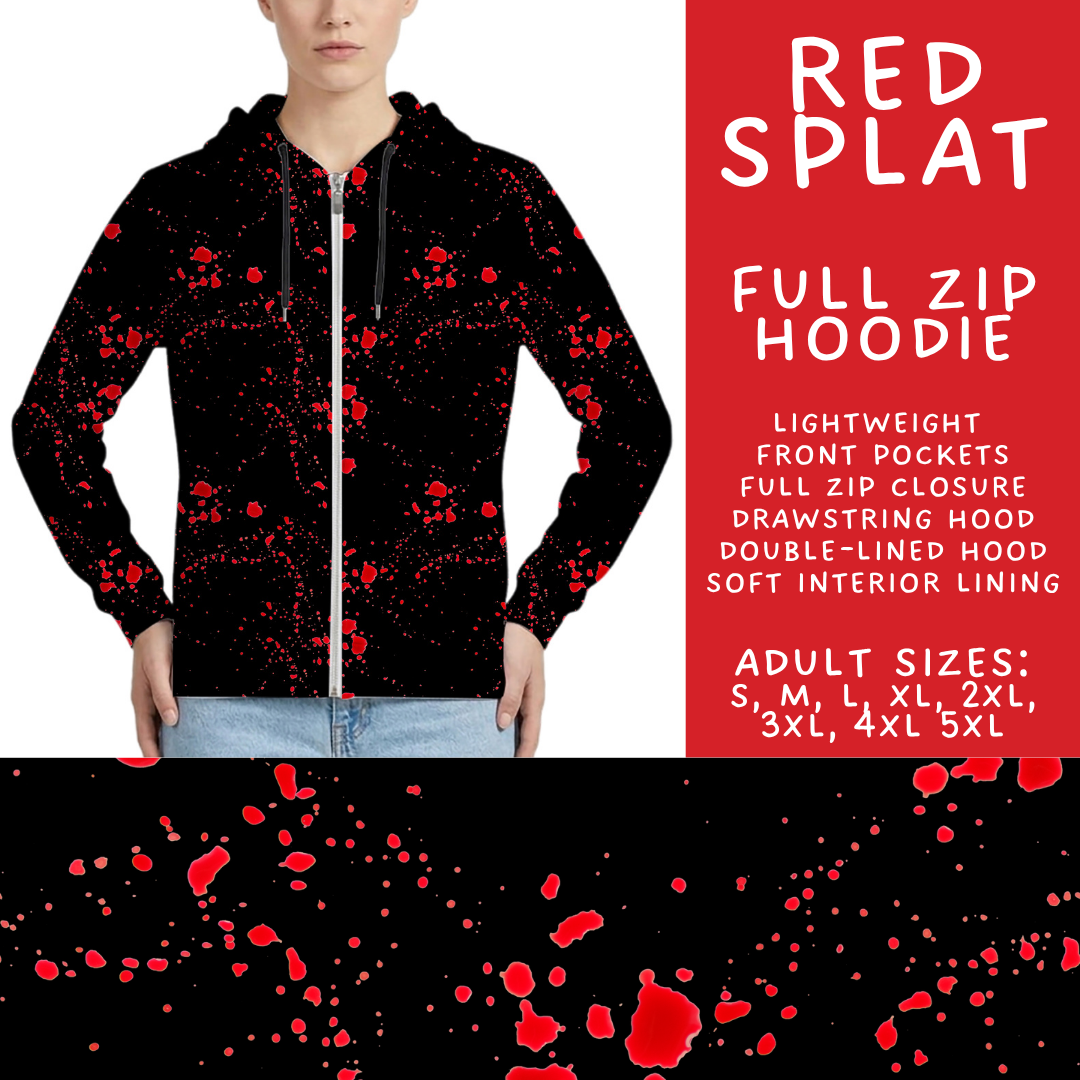 Batch #560 - Halloween 4 - Closes 7/26 - ETA late Sept - Red Splat Full Zip Hoodie