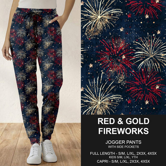 B284 - Preorder Red and Gold Fireworks Joggers (Closes 4/12. ETA: early June)
