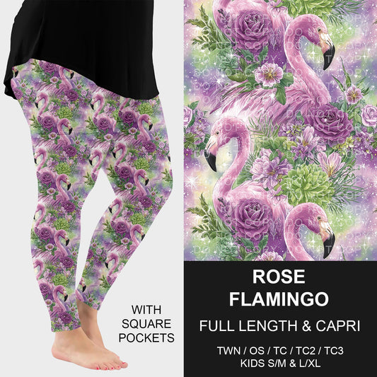 B274 - Preorder Rose Flamingo Leggings w/ Pockets (Closes 2/22. ETA: late April)