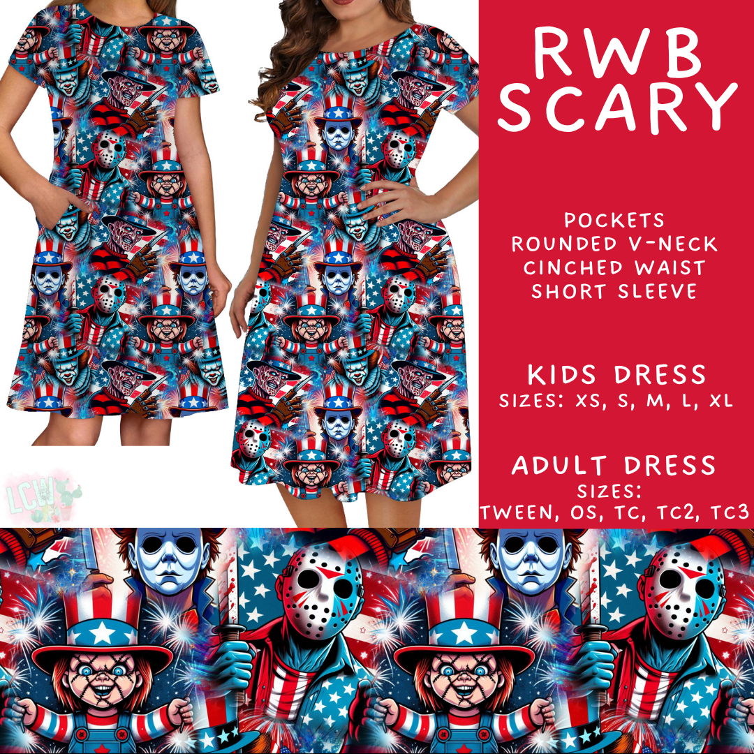 Batch #518 - Magical Characters 4th of July - Closes 4/17 - ETA early/mid June - RWB Scary Adult & Kids Dresses
