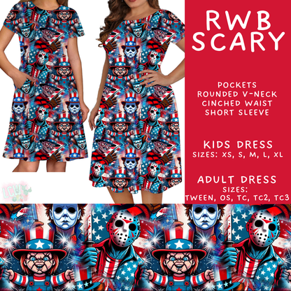 Batch #518 - Magical Characters 4th of July - Closes 4/17 - ETA early/mid June - RWB Scary Adult & Kids Dresses