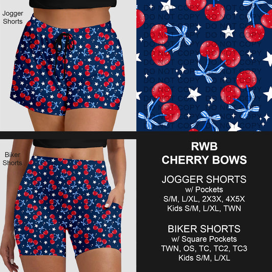 B284 - Preorder RWB Cherry Bows Jogger/Biker Shorts (Closes 4/12. ETA: early June)