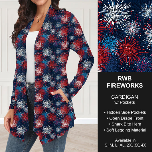 B284 - Preorder RWB Fireworks Cardigan w/ Pockets (Closes 4/12. ETA: early June)