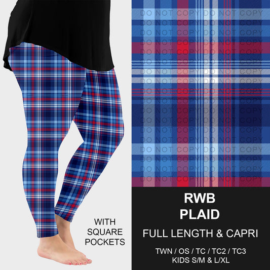 B284 - Preorder RWB Plaid Leggings w/ Pockets (Closes 4/12. ETA: early June)