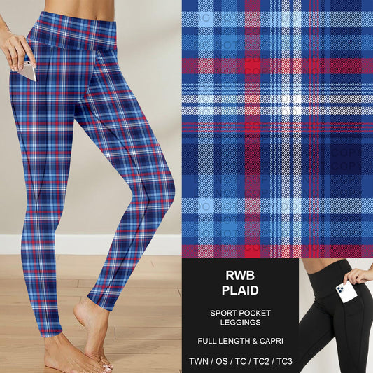 B284 - Preorder RWB Plaid Sport Pocket Leggings (Closes 4/12. ETA: early June)