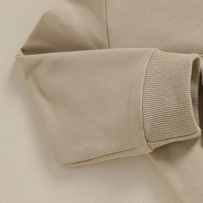 Toddler Baby Boy Girl 2Pcs Set Crewneck Solid Color Long Sleeve Top with Pocket Jogger Pants Outfit