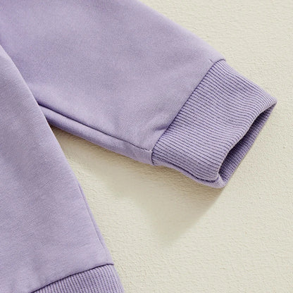 Baby Toddler Girls 2Pcs Auntie's Bestie Outfit Long Sleeve Crew Neck Embroidery Letter Top with Elastic Waist Pants Clothes Jogger Set