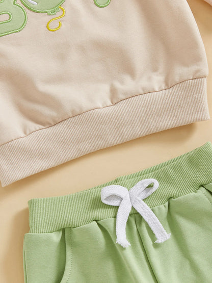 Baby Toddler Boy 2Pcs Birthday Boy Outfit Letter Ballon Embroidery Long Sleeve Pullover Crewneck Top Elastic Waist Solid Pants Jogger Set