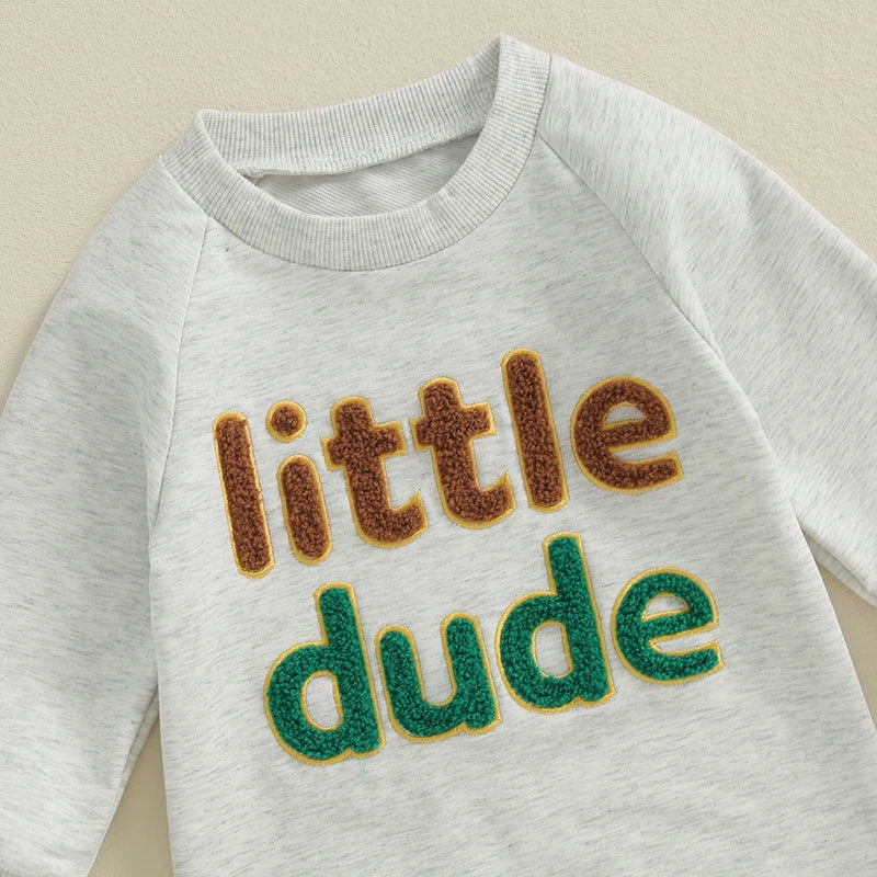 Baby Boys Mama's Boy / Little Dude Fall Romper Letter Embroidery Long Sleeve Crew Neck Full Length Jumpsuit