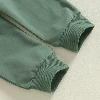 Baby Toddler Boys 2Pcs Big / Little Brother Matching Siblings Autumn Outfit Long Sleeve O Neck Letter Tractor Print Top Solid Color Pants Set