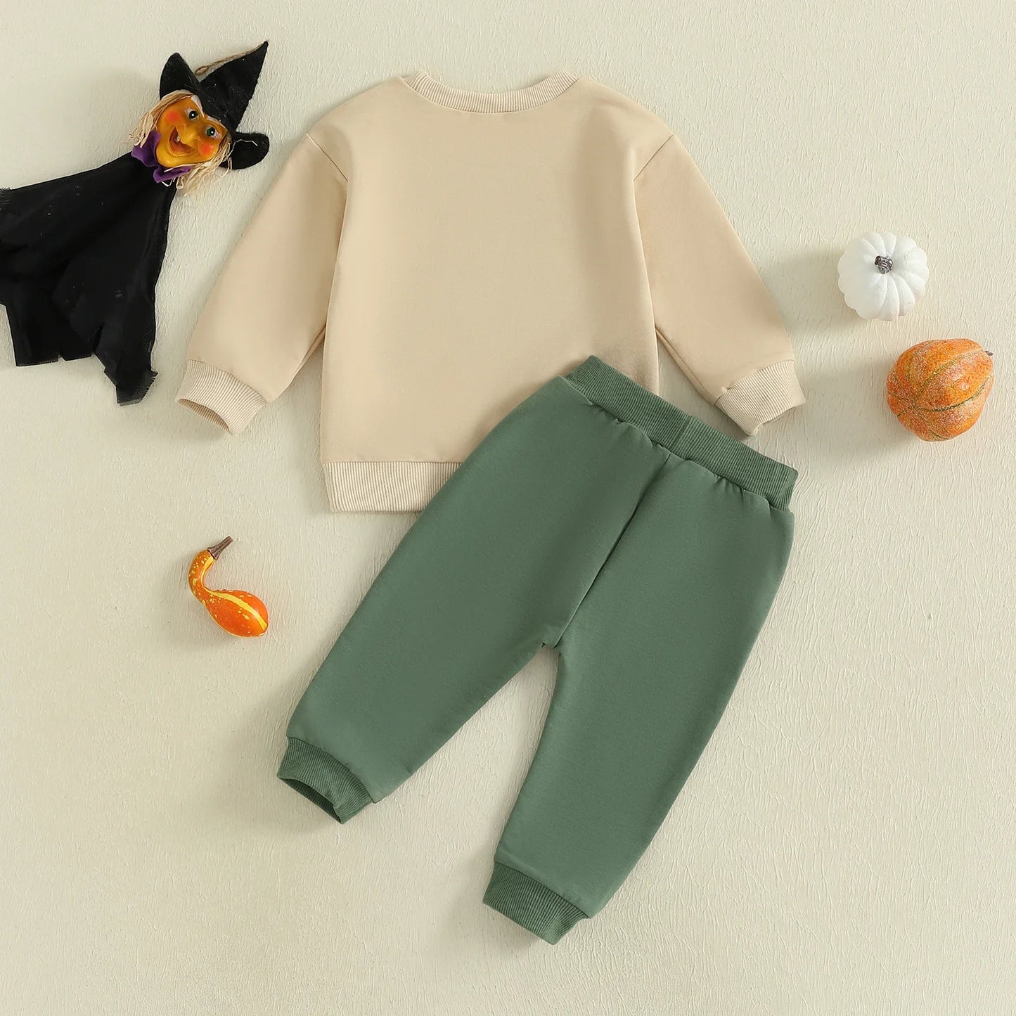 Baby Boy Fall Outfit Pumpkin Turkey Tractor Embroidery Long Sleeve Sweatshirt and Elastic Pants Clothes