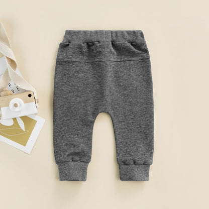 Boys Joggers Elastic Waist Adjustable Drawstring Solid Loose Fit Long Pants Baby and Toddler