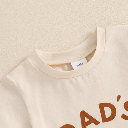 Baby Toddler Boys 2Pcs Dad's Little Dude Summer Outfit Letter Print Short Sleeve T-Shirt Top and Elastic Checkered Print Shorts Set