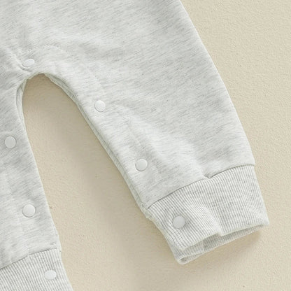 Baby Boys Mama's Boy / Little Dude Fall Romper Letter Embroidery Long Sleeve Crew Neck Full Length Jumpsuit