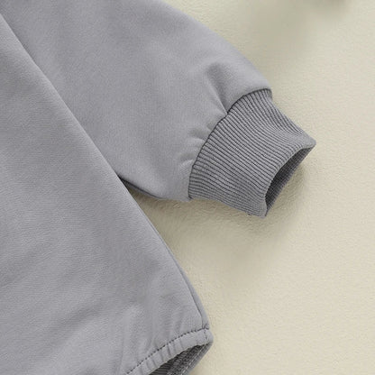 Baby Boys Girls Game Day Fall Bodysuit Letter Football Embroidery Long Sleeve Round Neck Jumpsuit Romper