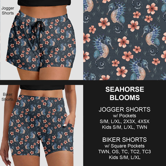 B281 - Preorder Seahorse Blooms Jogger/Biker Shorts (Closes 3/25. ETA: early June)