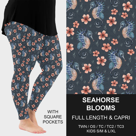 B288 - Preorder Seahorse Blooms Leggings w/ Pockets (Closes 5/03. ETA: early July)