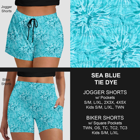 B279 - Preorder Sea Blue Tie Dye Jogger/Biker Shorts (Closes 3/18. ETA: late May)