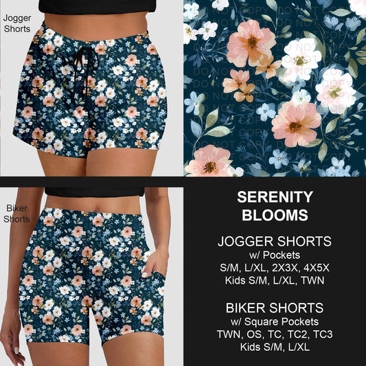 B281 - Preorder Serenity Blooms Jogger/Biker Shorts (Closes 3/25. ETA: early June)