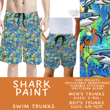 Batch #543 - Pool Party 2 - Closes 6/15 - ETA early/mid August - Shark Paint Boys' & Men's Swim Trunks