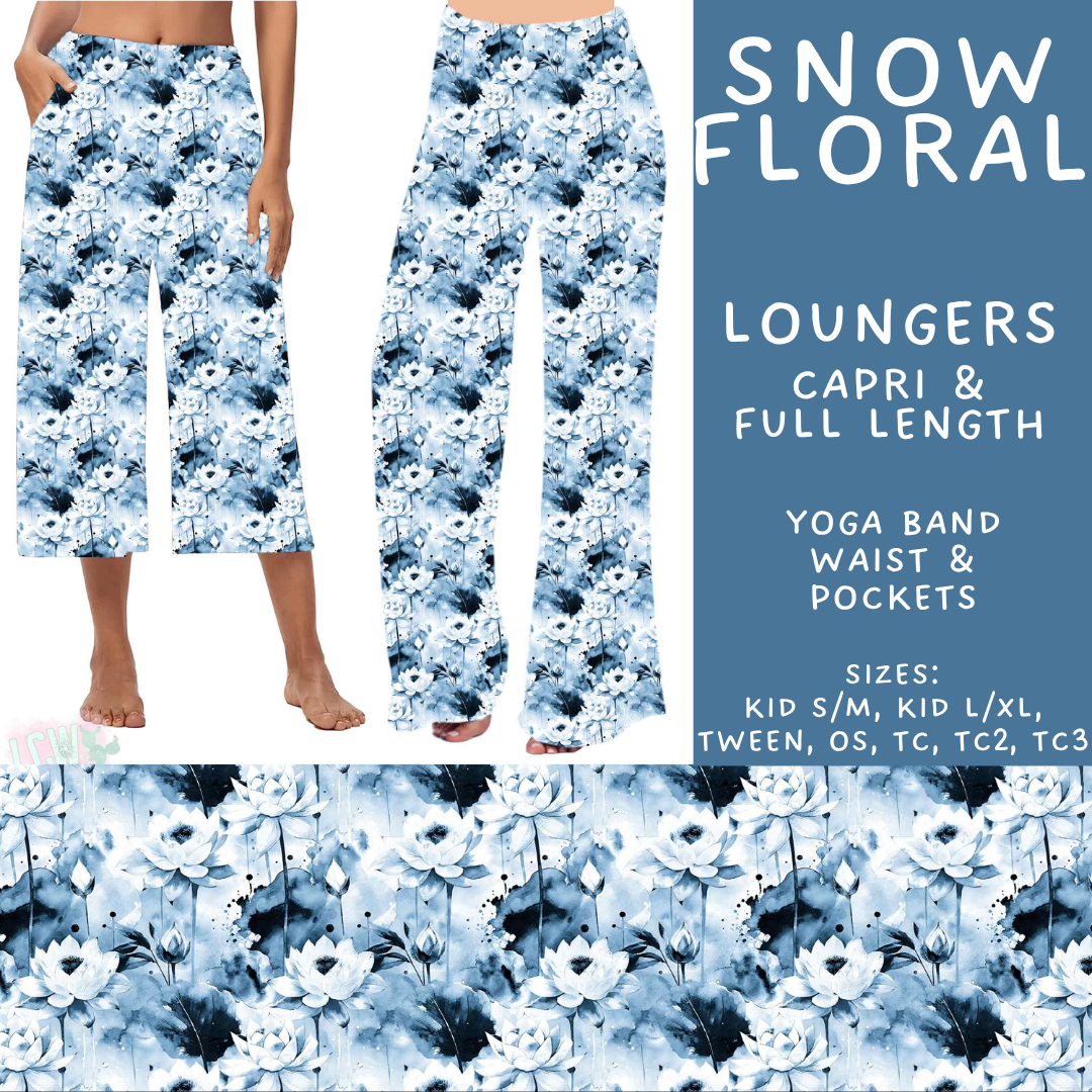 Batch #611 - Winter Collection - Closes 11/9 - ETA early/mid Jan - Snow Floral Capri and Full Length Loungers